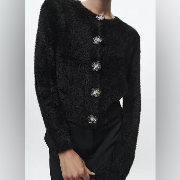 ZARA ~ FAUX FUR KNIT JACKET | Cardigan - Picture 3 of 9